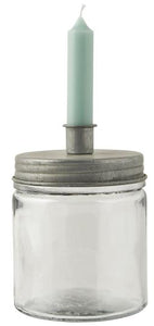 Metal flat lid candle holder jar