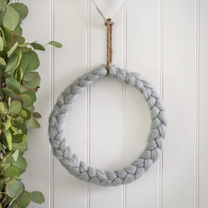 Grey Wool Chaplet Round Wreath