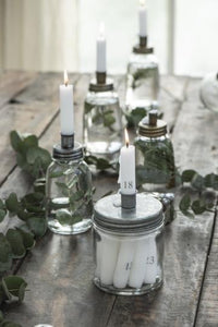 Metal flat lid candle holder jar