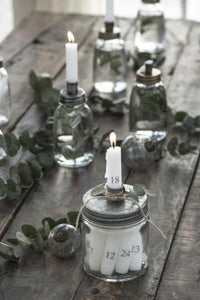 Metal flat lid candle holder jar