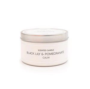 Silver Tin Candle - Black lily & Pomegranate Scent