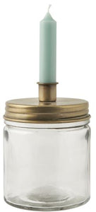 Brass flat lid candle holder jar