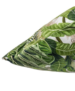 Velvet green botanical cushion 45x45cm