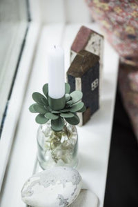 Candle flower holder -green