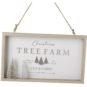 Natural Wood Christmas Tree Farm Plaque, 32cm