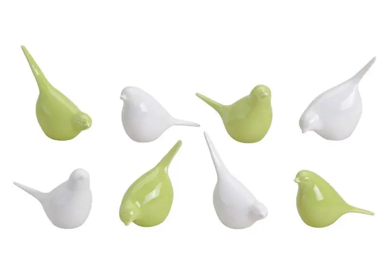 Bird green/white porcelain assorted