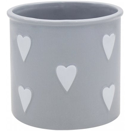 Large Ceramic Grey Heart Planter