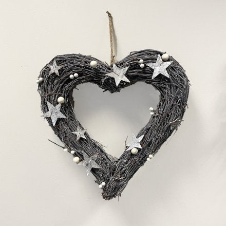 Heart Wreath With Berries and Stars, 47cm