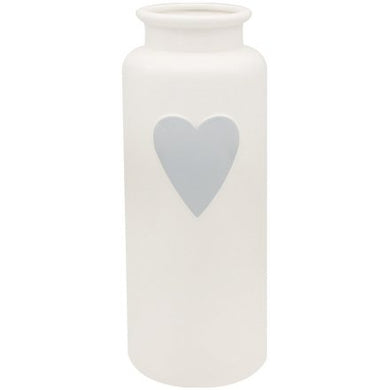 Large Ceramic White Vase with Heart Decal