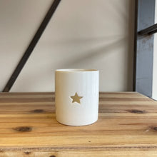 Load image into Gallery viewer, White Star Cut T-light Holder, 8cm