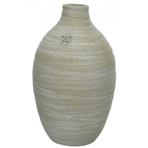 Grey/Beige Striped Terracotta Vase