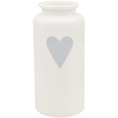 Small Ceramic White Vase with Heart Decal