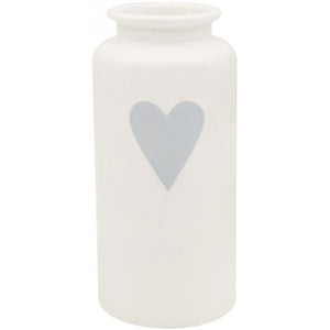 Small Ceramic White Vase with Heart Decal