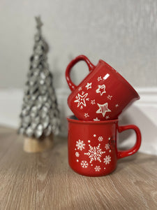 Red and White Christmas Mugs, 9cm