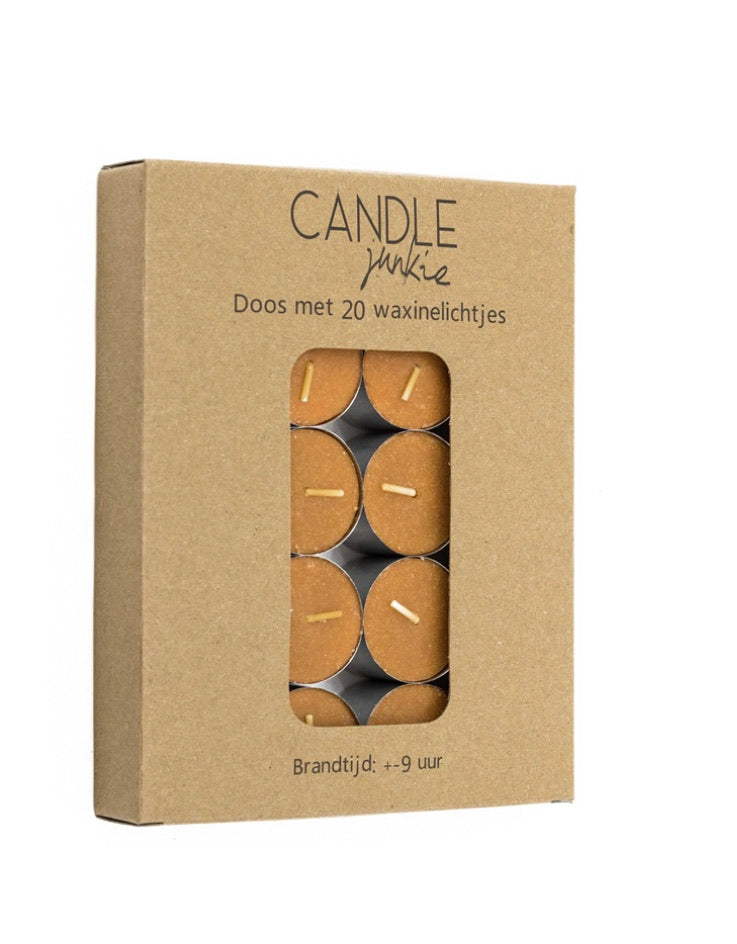 Box of 20 tea-light candles-mustard