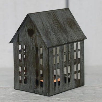 Charcoal Grey Metal House T Light Holder Sml