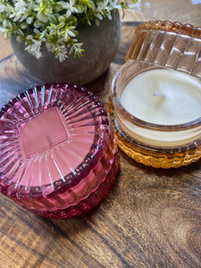 Ribbed Glass Candle Pot