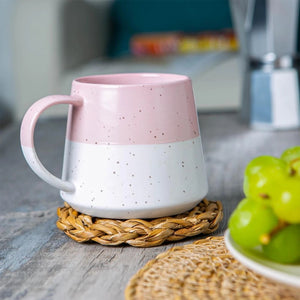 Ceramic Dipped Flecked Belly Coffee Mug - 370ml - Dusty Pink