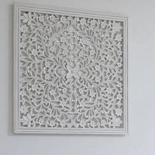 Load image into Gallery viewer, Medium White Hand Carved Wall Panel 75cm