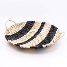Load image into Gallery viewer, Rush Woven Plate Black Stripe Pattern with Handles 35cm
