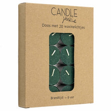 Load image into Gallery viewer, Box of 20 tea-light candles-green
