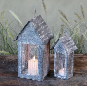 Fil de fer Candle House- antique zinc