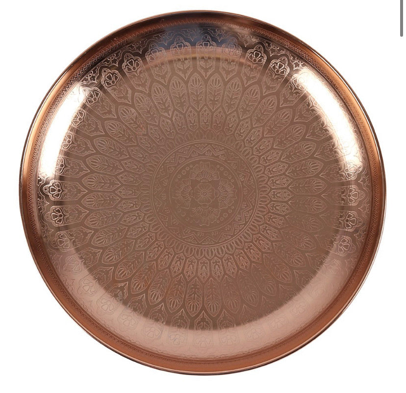33CM COPPER TONE ETCHED TRAY