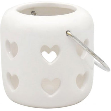 Sleek Heart Cut Lantern, White