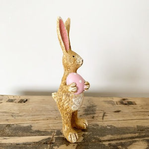 Rabbit W/Pink Dotty Egg, 14cm