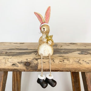 Shelf Sitter Santa Rabbit W/Star