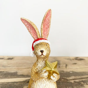 Shelf Sitter Santa Rabbit W/Star