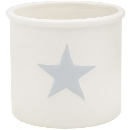 Small Ceramic White Star Plant Pot