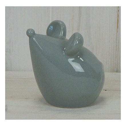9cm Ceramic Mouse, Grey