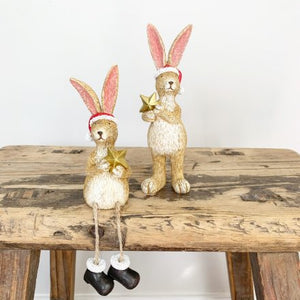 Shelf Sitter Santa Rabbit W/Star