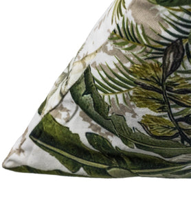 Velvet green botanical cushion 40x60cm