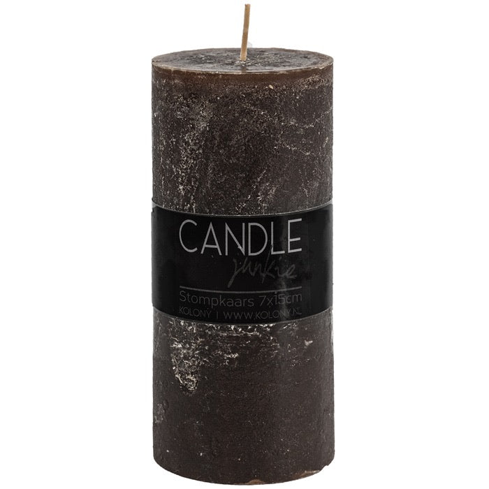 Rustic Stump Candle -brown 7x15cm
