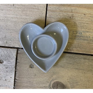 Ceramic Heart Grey Tlight Holder