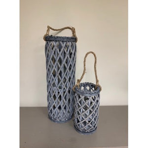 Grey Wicker Lattice Lantern, 30cm