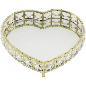Gold Heart Crystal Edged Tray, 23cm