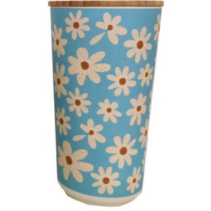 Daisy Print Bamboo Storage Pot, 18.5cm