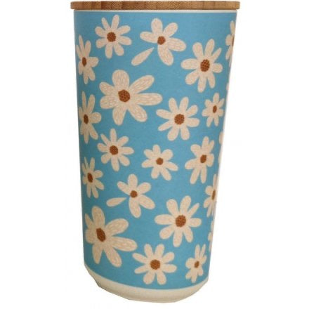 Daisy Print Bamboo Storage Pot, 18.5cm